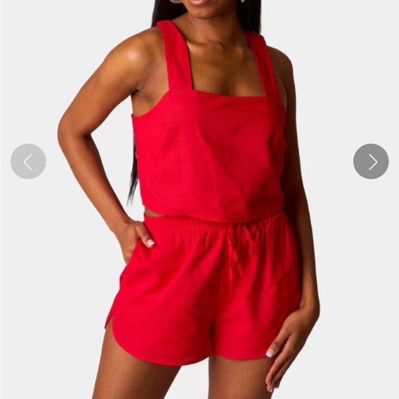 Buddy Love Nova Set Shorts Bottoms Linen Cotton red Women’s small - Picture 1 of 8